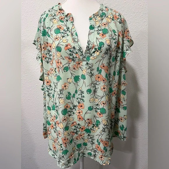 LIZ CLAIBORNE Split Crew Neck Sleeveless Blouse EUC - Picture 3 of 9